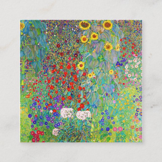 Carte De Visite Carré Farm Garden With Sunflowers Gustav Klimt (Devant)
