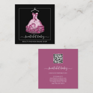 Carte De Visite Carré Fashion Stylist Événement Robe QR Code Logo Part