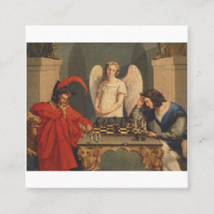 Carte De Visite Carré Faust Et Mephistopheles Jouant Aux Échecs