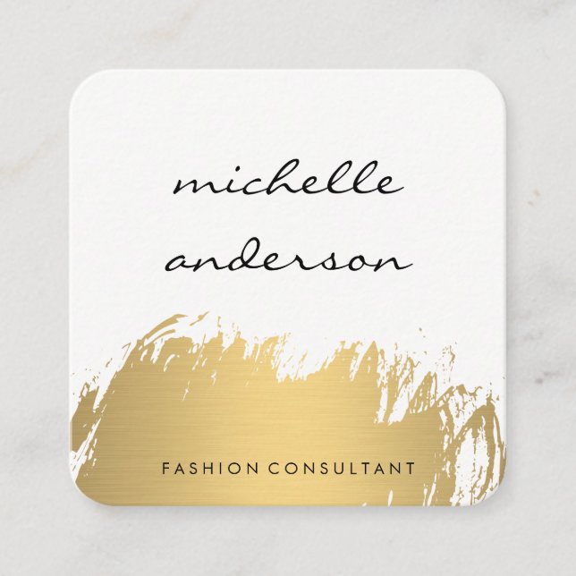 Carte De Visite Carré Faux Gold Brossé gris blanc (Devant)