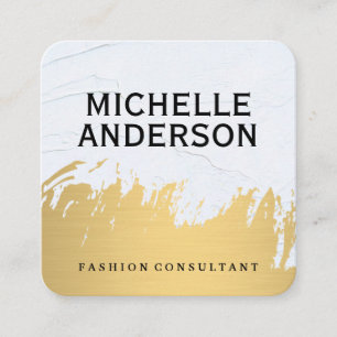 Carte De Visite Carré Faux Gold Brossé gris blanc   Mode stylé