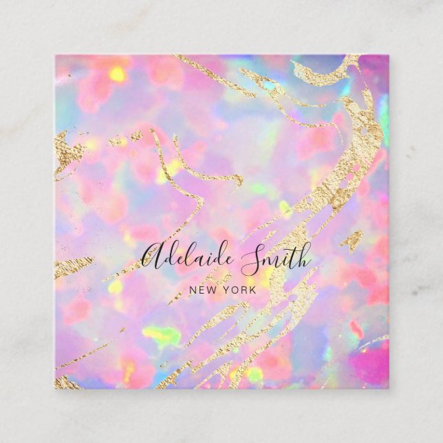 Carte De Visite Carré FAUX holographic opal stone (Devant)