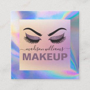 Carte De Visite Carré Faux moderne Holographique Élégant script de signa