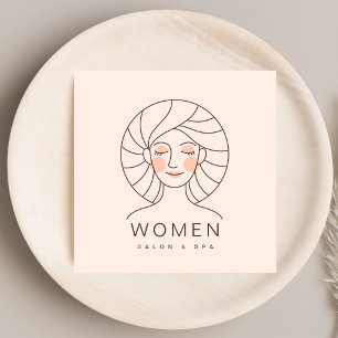 Carte De Visite Carré Feminine Girl Blush Pink Coiffeur styliste Salon