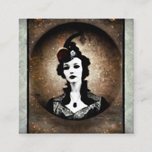 Carte De Visite Carré Femme Art Déco vintage avec Casquette
