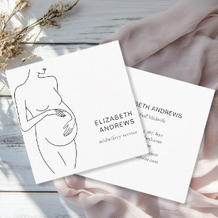 Carte De Visite Carré Femme enceinte Simple blanc moderne