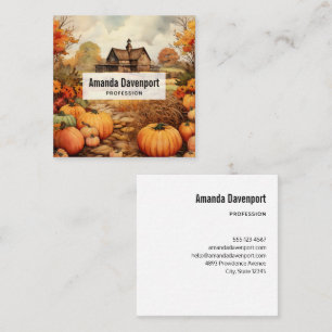 Carte De Visite Carré Ferme citrouille automne récolte Thanksgiving