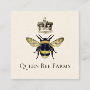 Carte De Visite Carré Ferme d'apiculteur de l'abeille Queen Bee Crown Ho