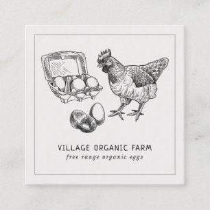 Carte De Visite Carré Ferme d'oeufs Gris bio sans gamme