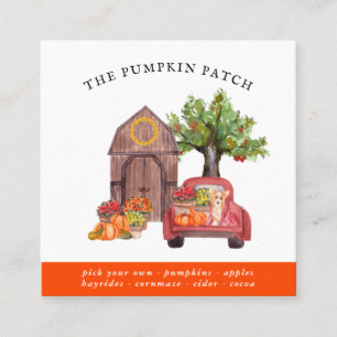 Carte De Visite Carré Ferme familiale Pumpkin Patch camion vintage autom