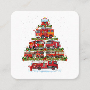 Carte De Visite Carré Feu de camion feux Pompier Camion d'incendie Noël
