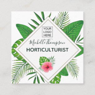 Carte De Visite Carré Feuillage tropical aquarelle personnalisé