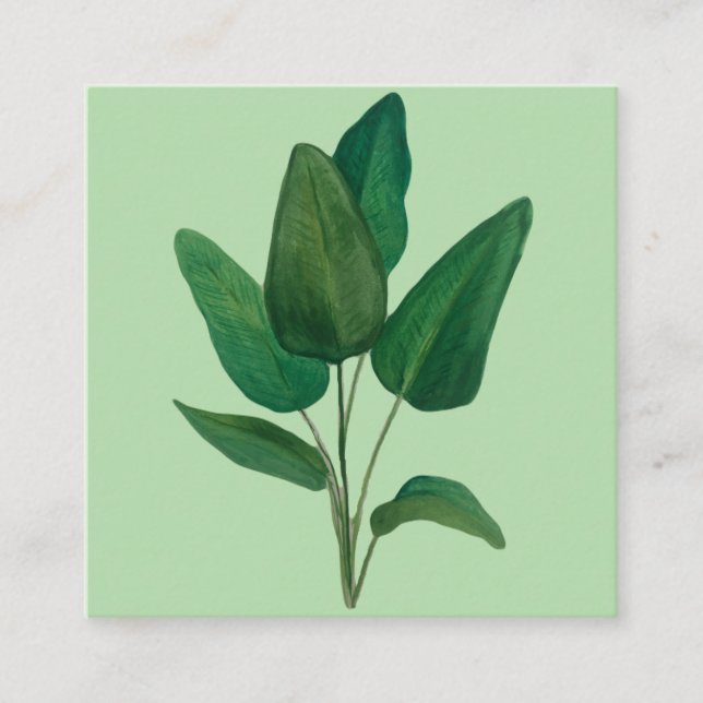 Carte De Visite Carré Feuilles tropicaux (Devant)
