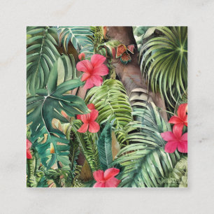 Carte De Visite Carré Feuilles tropicaux et fleurs sont réputés pour leu