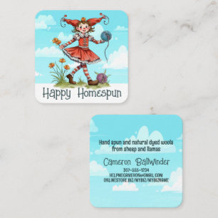 Carte De Visite Carré Fille clown fil tricot tricot crochet