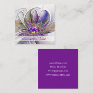 Carte De Visite Carré Fleur d'art fractal abstrait énergique et coloré