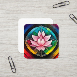 Carte De Visite Carré Fleur de lotus arc-en-ciel