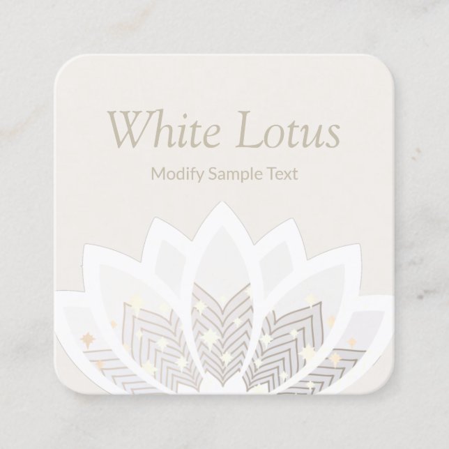Carte De Visite Carré Fleur de lotus blanc Whimsical (Devant)