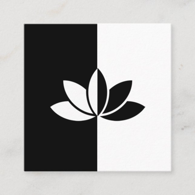 Carte De Visite Carré Fleur de lotus noir et blanc (Devant)