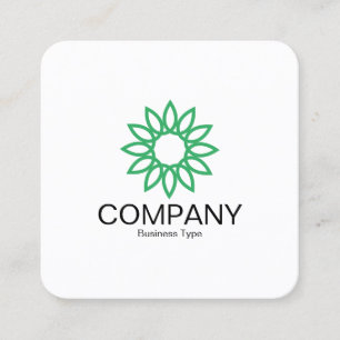 Carte De Visite Carré Fleur géométrique 01 - Blanc