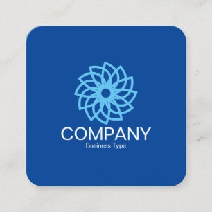Carte De Visite Carré Fleur géométrique 03 - Bleu profond