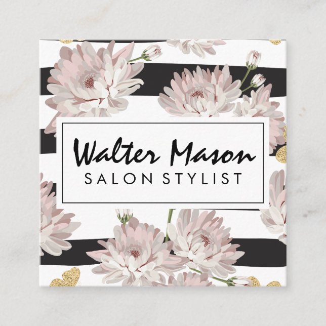Carte De Visite Carré Fleurs à motifs floraux (Devant)