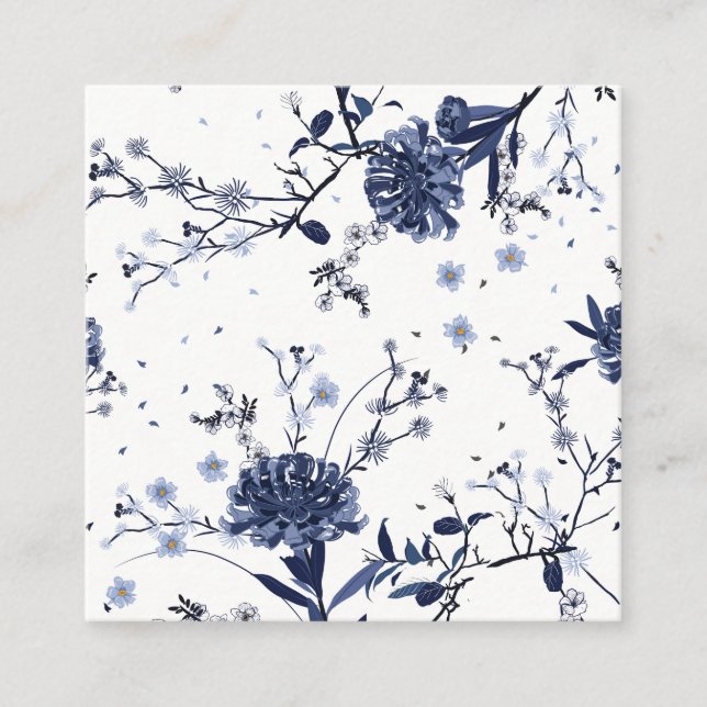 Carte De Visite Carré Fleurs bleues (Devant)