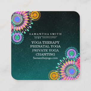 Carte De Visite Carré Fleurs de Lotus élégantes de méditation de yoga