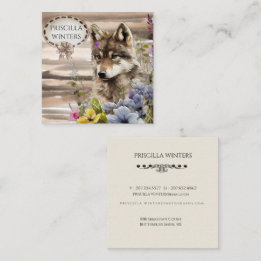 Carte De Visite Carré Fleurs de loup d'aquarelle élégantes