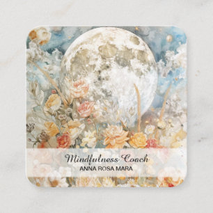 Carte De Visite Carré *~* Fleurs de lune Rose QR Floral AP70 Ethereal