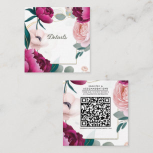 Carte De Visite Carré Fleurs de mariage jardin de pivoine rose eucalyptu