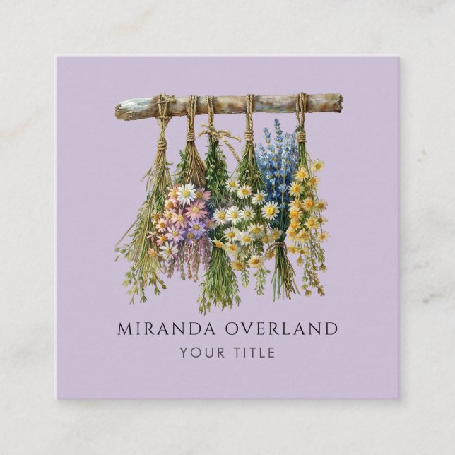 Carte De Visite Carré Fleurs de pendage uniques (Devant)