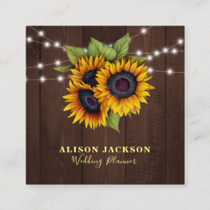 Carte De Visite Carré Fleurs de soleil rustiques phares wedding planner