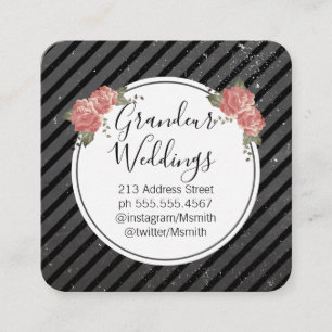 Carte De Visite Carré Fleurs Élégantes / Balle mouchetée