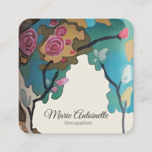 Carte De Visite Carré Fleurs en aquarelles OPTIONS PAPIER/TAILLE/STYLE -