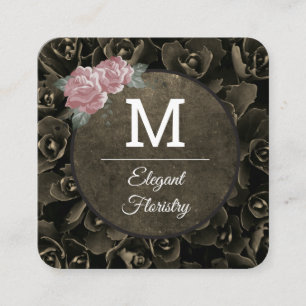 Carte De Visite Carré Fleurs Monogrammes   fleuriste