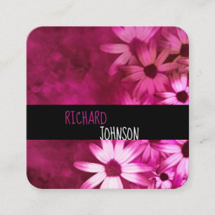 Carte De Visite Carré fleurs rose et violet art audacieux moderne person