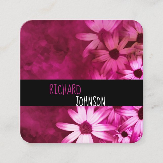 Carte De Visite Carré fleurs rose et violet art audacieux moderne person (Devant)