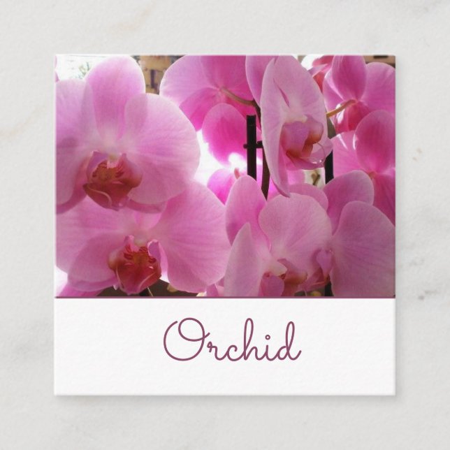 Carte De Visite Carré Fleurs roses d'orchidées (Devant)