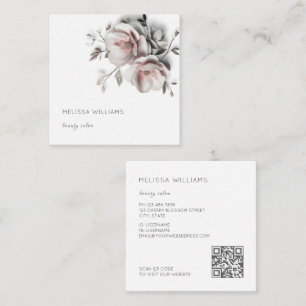 Carte De Visite Carré Fleurs simples blanches en 3D