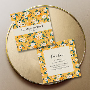 Carte De Visite Carré Fleurs sur Gold Salon Hair Styliste Maquillage