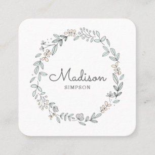 Carte De Visite Carré Floral blanc