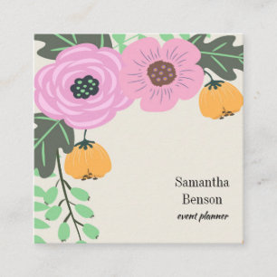 Carte De Visite Carré Floral Boho moderne
