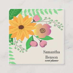 Carte De Visite Carré Floral Boho moderne