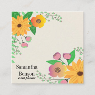 Carte De Visite Carré Floral Boho moderne