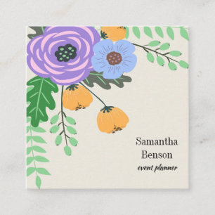 Carte De Visite Carré Floral Boho moderne