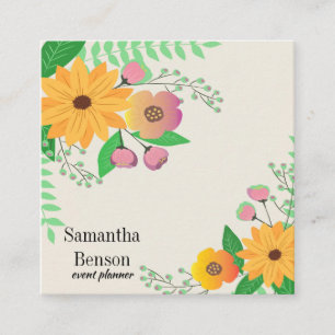 Carte De Visite Carré Floral Boho moderne