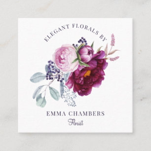Carte De Visite Carré Floral Bouquet fleuriste