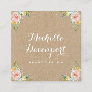Carte de visite carré floral de papier d'emballage