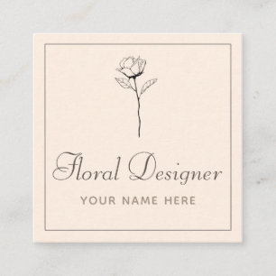 Carte De Visite Carré Floral Designer Vintage Drake Rose Plante botaniqu